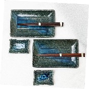 COFFRET 2 PLATS SUSHI ÉMAILLÉS BLEU