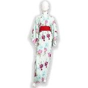 KIMONO JAPONAIS YUKATA TURQUOISE CLAIR