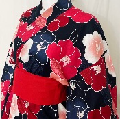 KIMONO JAPONAIS YUKATA CAMELIA